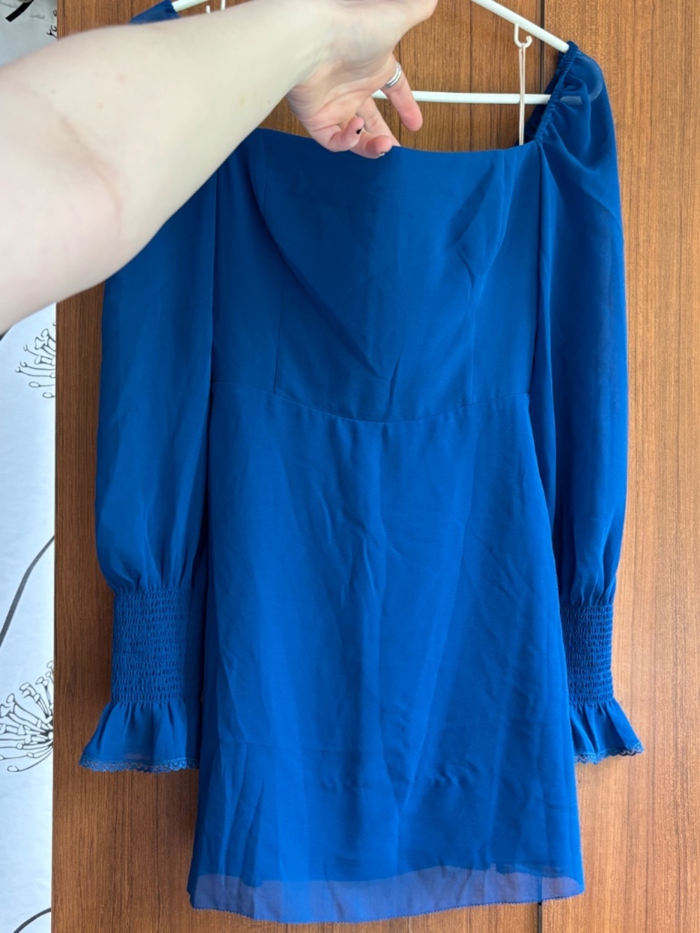 Aritzia Wilfred Emmylou Chiffon Squareneck Mini Dress Blue NWT Size 2 - Picture 5 of 16